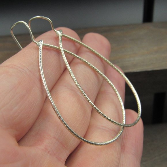 Sterling Silver Large Braided Style Hoop Earrings Vintage - Picture 2 of 6